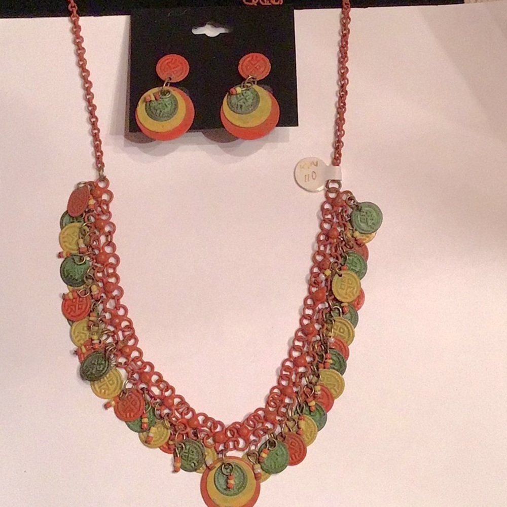New Fun Fashion Necklace Set,lightweight metal,18”Lw3”ext.